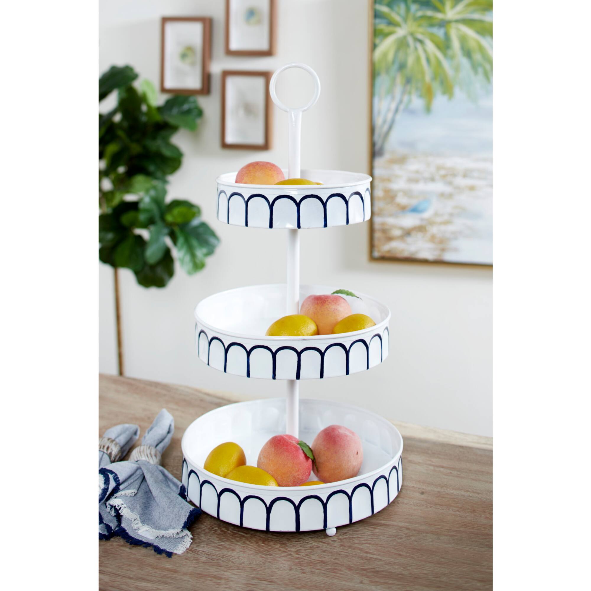 White Iron Farmhouse 3 Tier Tray Cupcake Stand
